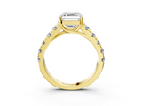 Yellow gold Asscher Cut Diamond Pavé Band Solitaire with Four-Prong Setting_6