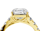 Yellow gold Asscher Cut Diamond Pavé Band Solitaire with Four-Prong Setting_7