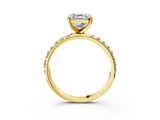 Yellow gold Asscher Cut Diamond Pavé Band Solitaire with Four-Prong Setting_7