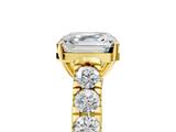 Yellow gold Asscher Cut Diamond Pavé Band Solitaire with Four-Prong Setting_8