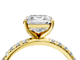 Yellow gold Asscher Cut Diamond Pavé Band Solitaire with Four-Prong Setting_8