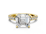 Yellow gold Asscher Cut Diamond Pavé Band with Four-Prong Setting_28