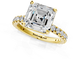 Yellow gold Asscher Cut Diamond Pavé Band with Four-Prong Setting_29