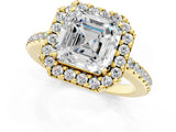 Yellow gold Asscher Cut Diamond Pavé Halo Ring with Four-Prong Setting_42
