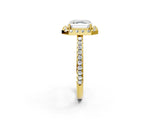 Yellow gold Asscher Cut Diamond Pavé Halo Ring with Four-Prong Setting_43