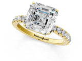 Yellow gold Asscher Cut Diamond Pavé Solitaire Engagement Ring with Four-Prong Setting_41