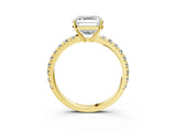 Yellow gold Asscher Cut Diamond Pavé Solitaire Engagement Ring with Four-Prong Setting_43
