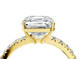 Yellow gold Asscher Cut Diamond Pavé Solitaire Engagement Ring with Four-Prong Setting_44