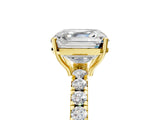 Yellow gold Asscher Cut Diamond Pavé Solitaire Engagement Ring with Four-Prong Setting_45