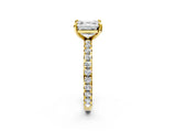 Yellow gold Asscher Cut Diamond Pavé Solitaire Ring with Round Band and Prong Setting_14