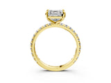 Yellow gold Asscher Cut Diamond Pavé Solitaire Ring with Round Band and Prong Setting_15