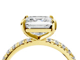 Yellow gold Asscher Cut Diamond Pavé Solitaire Ring with Round Band and Prong Setting_16