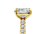 Yellow gold Asscher Cut Diamond Pavé Solitaire Ring with Round Band and Prong Setting_17