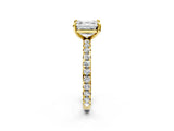 Yellow gold Asscher Cut Diamond Pavé Solitaire Ring with Round Band and Prong Setting_26
