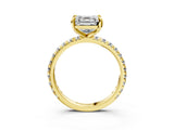 Yellow gold Asscher Cut Diamond Pavé Solitaire Ring with Round Band and Prong Setting_27