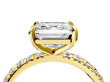 Yellow gold Asscher Cut Diamond Pavé Solitaire Ring with Round Band and Prong Setting_28