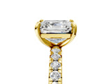 Yellow gold Asscher Cut Diamond Pavé Solitaire Ring with Round Band and Prong Setting_29