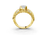 Yellow gold Asscher Cut Diamond Pave Art Deco Split Shank Ring with Four-Prong Setting_12