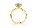 Yellow gold Asscher Cut Diamond Pave Band Solitaire Ring with Round with Yellow Sapphire side stone and Prong Setting_15
