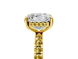 Yellow gold Asscher Cut Diamond Pave Band Solitaire Ring with Round with Yellow Sapphire side stone and Prong Setting_17