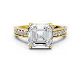 Yellow gold Asscher Cut Diamond Pave Band with Four-Prong Setting_24