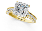 Yellow gold Asscher Cut Diamond Pave Band with Four-Prong Setting_25