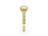 Yellow gold Asscher Cut Diamond Pave Band with Four-Prong Setting_26
