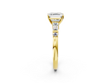 Yellow gold Asscher Cut Diamond Ring with Baguette Side Stones, Channel Set Band, and Four-Prong Setting_27