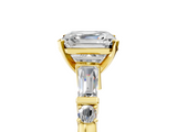 Yellow gold Asscher Cut Diamond Ring with Baguette Side Stones, Channel Set Band, and Four-Prong Setting_37