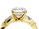 Yellow gold Asscher Cut Diamond Ring with Baguette Side Stones, Channel Set Band, and Four-Prong Setting_47