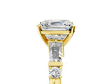 Yellow gold Asscher Cut Diamond Ring with Baguette Side Stones, Channel Set Band, and Four-Prong Setting_48