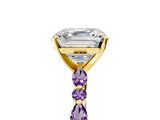 Yellow gold Asscher Cut Diamond Ring with Marquise and Round with Amethyst side stone Side Stones and Four-Prong Setting_29