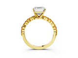 Yellow gold Asscher Cut Diamond Ring with Marquise and Round with Citrine side stone Side Stones and Four-Prong Setting_15
