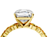 Yellow gold Asscher Cut Diamond Ring with Marquise and Round with Citrine side stone Side Stones and Four-Prong Setting_16
