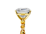 Yellow gold Asscher Cut Diamond Ring with Marquise and Round with Citrine side stone Side Stones and Four-Prong Setting_17