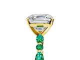 Yellow gold Asscher Cut Diamond Ring with Marquise and Round with Emerald side stone Side Stones and Four-Prong Setting_53