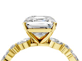 Yellow gold Asscher Cut Diamond Ring with Marquise and Round with Moissanite side stone Side Stones and Four-Prong Setting_40