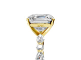 Yellow gold Asscher Cut Diamond Ring with Marquise and Round with Moissanite side stone Side Stones and Four-Prong Setting_41
