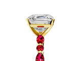 Yellow gold Asscher Cut Diamond Ring with Marquise and Round with Ruby side stone Side Stones and Four-Prong Setting_41