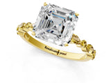 Yellow gold Asscher Cut Diamond Ring with Marquise and Round with Yellow Sapphire side stone Side Stones and Four-Prong Setting_25