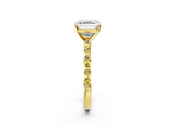 Yellow gold Asscher Cut Diamond Ring with Marquise and Round with Yellow Sapphire side stone Side Stones and Four-Prong Setting_26