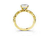 Yellow gold Asscher Cut Diamond Ring with Marquise and Round with Yellow Sapphire side stone Side Stones and Four-Prong Setting_27