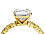 Yellow gold Asscher Cut Diamond Ring with Marquise and Round with Yellow Sapphire side stone Side Stones and Four-Prong Setting_28