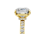 Yellow gold Asscher Cut Diamond Ring with Pavé Band and Four-Prong Setting_29