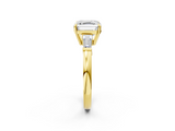 Yellow gold Asscher Cut Diamond Ring with Tapered Baguette Side Stones in Four-Prong Setting_13