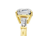 Yellow gold Asscher Cut Diamond Ring with Tapered Baguette Side Stones in Four-Prong Setting_16