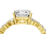 Yellow gold Asscher Cut Diamond Scattered Round Accent Ring with Prong Setting_16