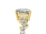 Yellow gold Asscher Cut Diamond Scattered Round Accent Ring with Prong Setting_17