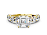 Yellow gold Asscher Cut Diamond Side Stone Engagement Ring with Four-Prong Setting_36
