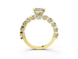 Yellow gold Asscher Cut Diamond Side Stone Engagement Ring with Four-Prong Setting_39